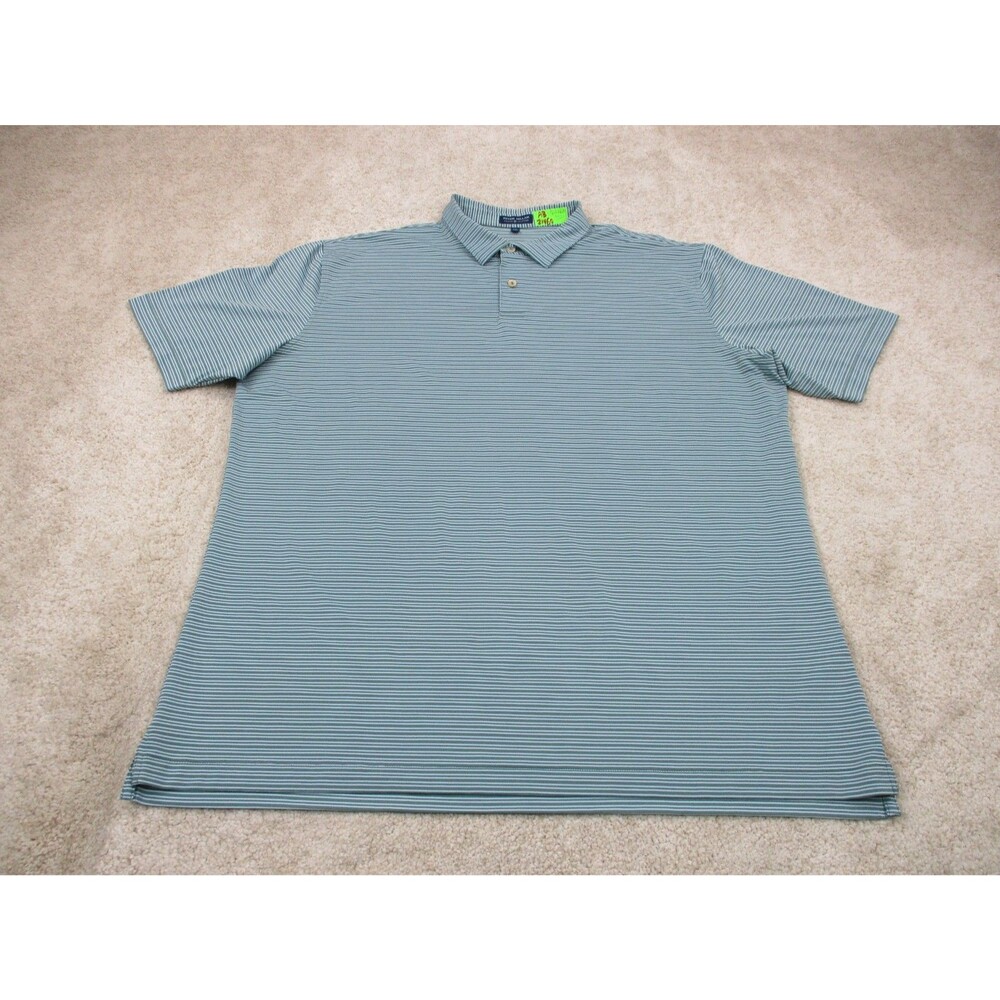 Peter Millar Polo Shirt Mens 2XL Green Blue Crown Crafted Performance Stretch